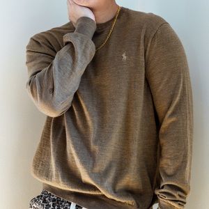 Mens polo long sleeve sweater FITS LIKE LARGE